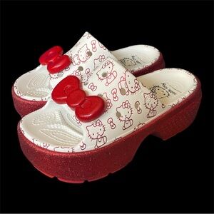 Crocs X Hello Kitty Stomp Platform Slide Women’s Size 7, 50th Ann. edition EUC